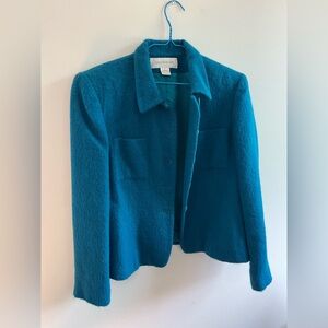 Jones New York Blue Mohair and Wool Blazer Tailored Structured Silhouette